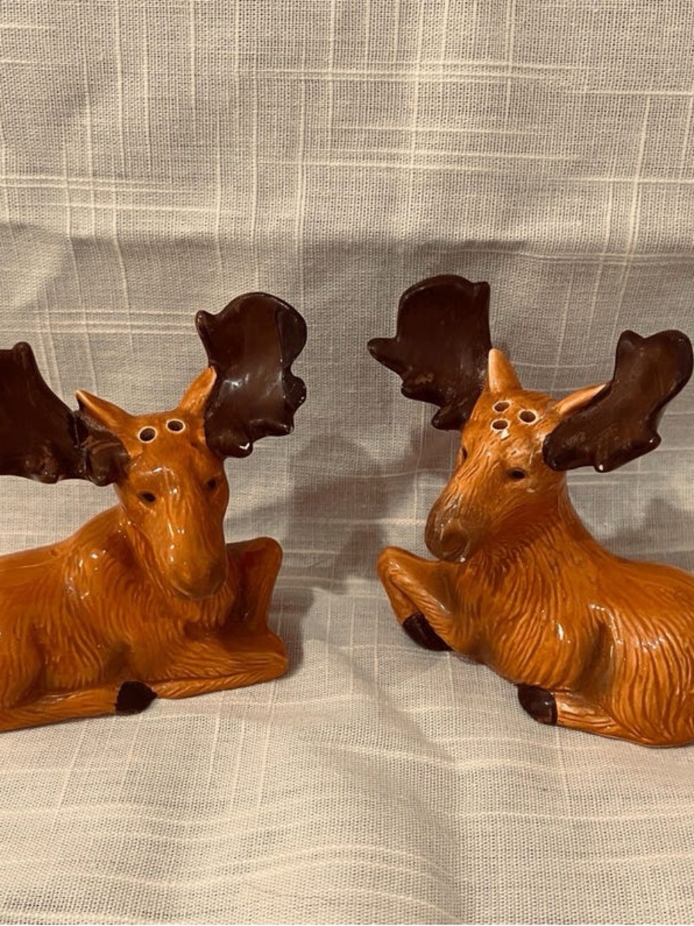 Vintage Ceramic Moose Salt & Pepper Shakers